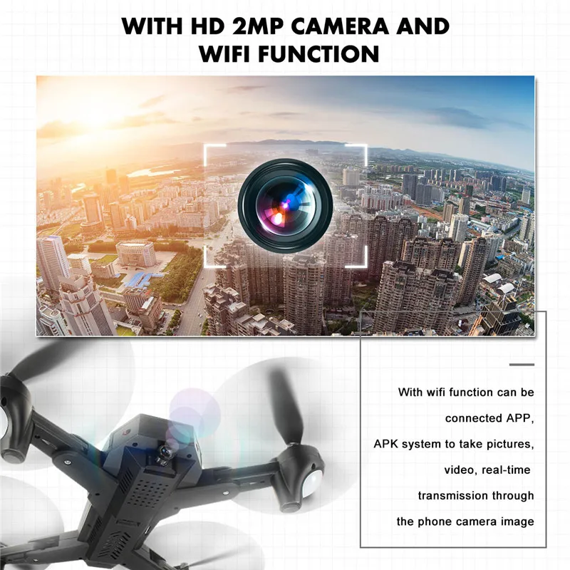 VISUO XS809HW XS809W WI-FI с видом от первого лица Складная рукоятка с видом от первого лица Квадрокоптер с дистанционным управлением и 2MP 0.3MP Камера 6-осевой Радиоуправляемый Дрон игрушки RTF VS E50