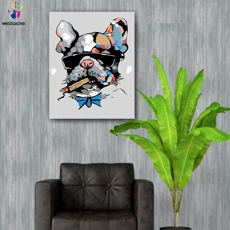 Сделай Сам картинки для раскраски по номерам с цветами абстрактная Собака