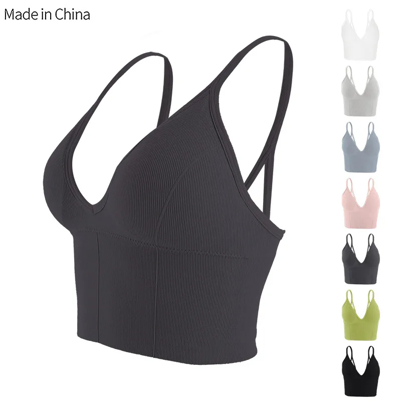 Топ женский бесшовный с глубоким V образным вырезом однотонный|Топы без бретелек|