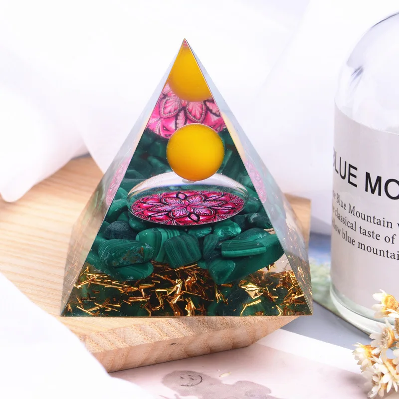 

Natural Tiger Eye Healing Yellow Crystal Mandala Orgone Pyramid EMF Protection Energy Orgonite Chakra Meditation Stone