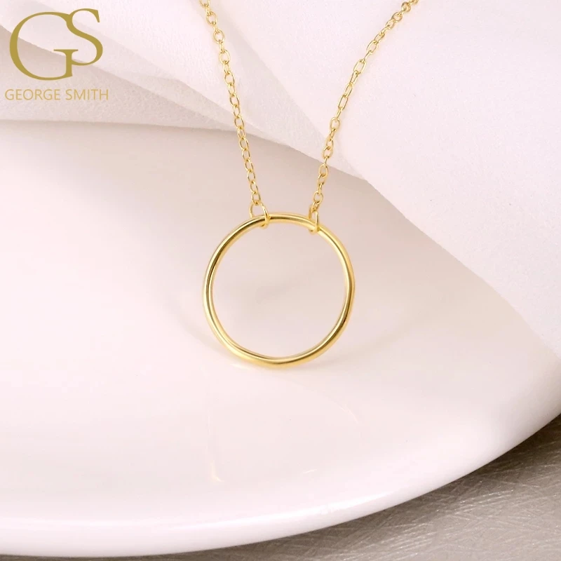 

GS 925 Sterling Necklace for Women Trendy Circle Shaped Minimalist Necklaces Pendant Choker Necklace Chain Fine Jewelry collares