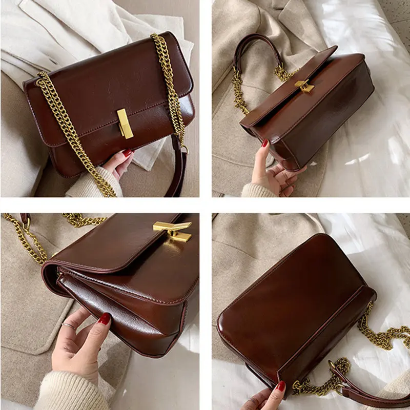 2020 модные однотонные женские сумки через плечо из искусственной кожи сумка