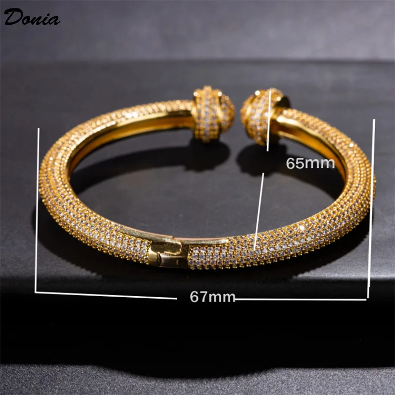 

Donia Jewelry New Fashion Copper Micro Inlaid AAA Zircon Bracelet Couple Full Zircon Bracelet Lady High-end Banquet Jewelry