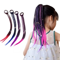 childrens wig ponytail gradient braid color headdress hair rope