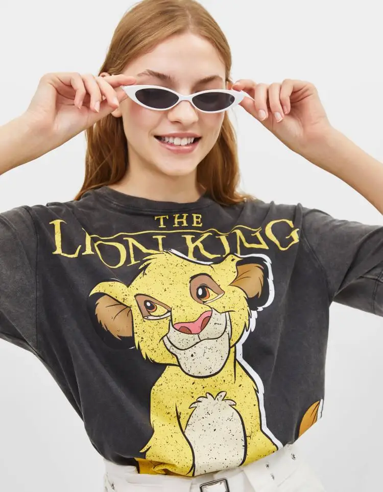 PUWD2019 мультфильм лев Король Simba печать свободная футболка с короткими рукавами женская одежда для пар 7504033