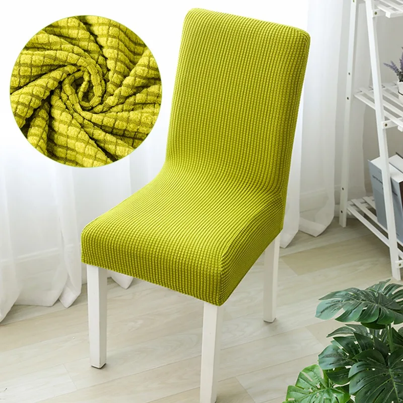 

Corn Kernel Elastic Chair Cover For Wedding Dining Room Banquet Solid Color chair cover Household Thickened Fleece Chair Cover