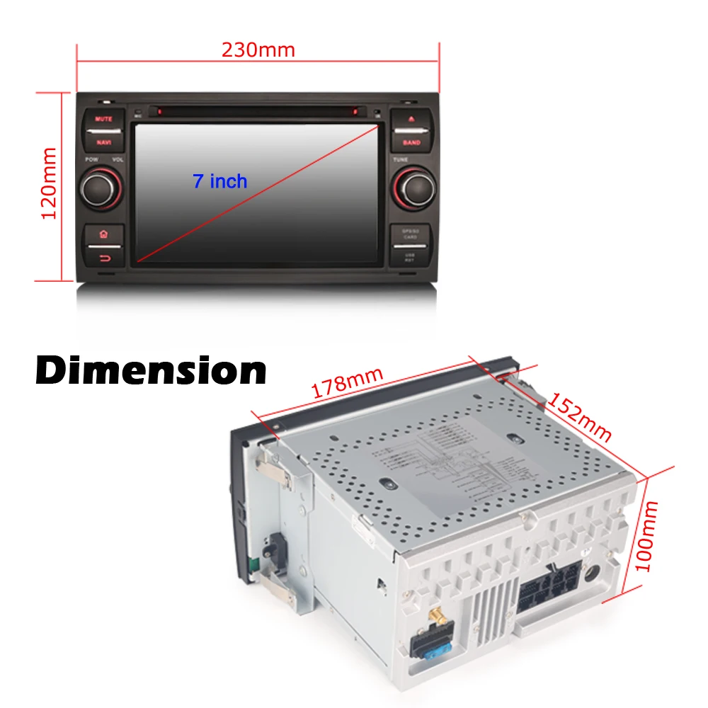 Автомагнитола 2 DIN 7 дюймов 8 ядер 64 ГБ DVD GPS-навигация CarPlay Android 10 Авторадио DAB +