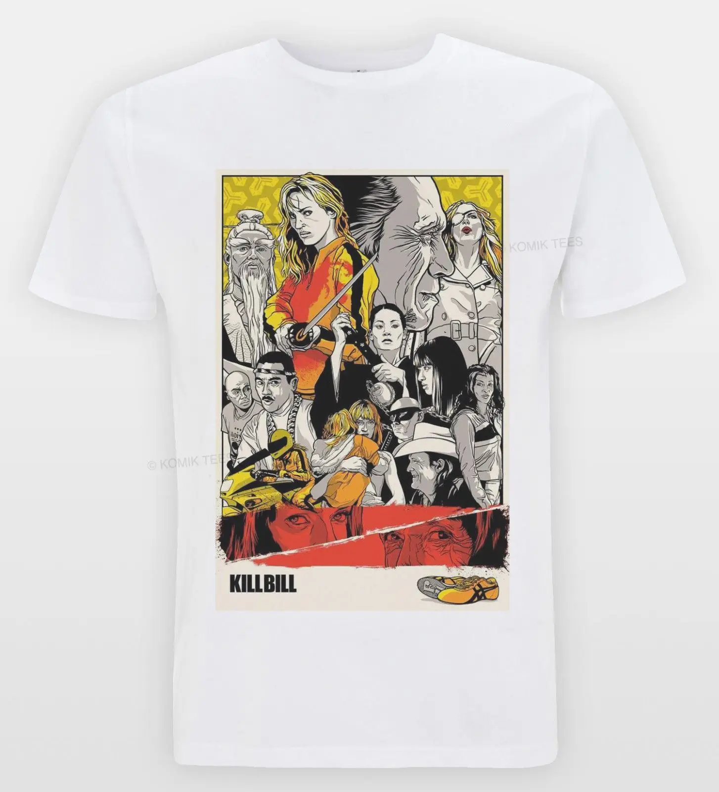 Футболка с принтом KILL BILL Poster Tarantino фильм культа футболка рисунком винтажный Топ