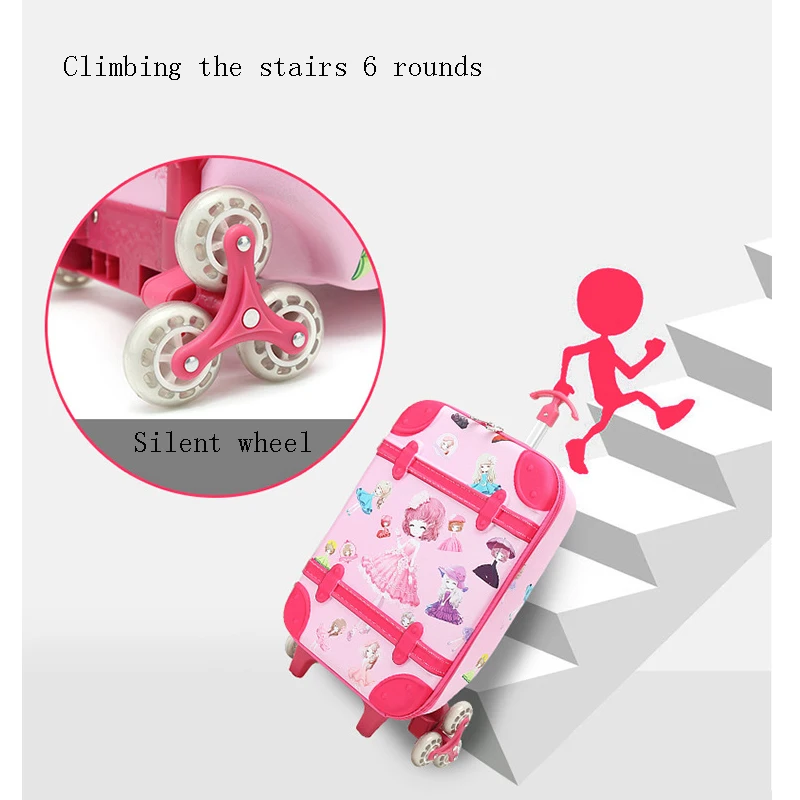 

2019 New 3D Trolley Children's Bag Children's Backpack Girls Backpack Multi-color Optional Trolley Case Can Climb Stairs AMLETG