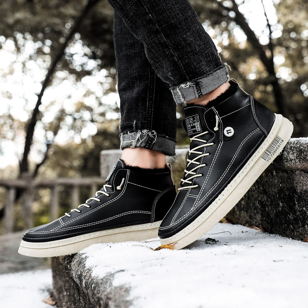 

Scarpa Uomo Winter Shoes Men Casual Boots For Men's Leather Cotton Zapatos Informales De Hombre Platform Mens Safety