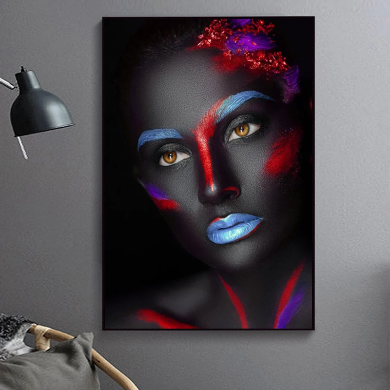 African Black Sexy Woman Oil Painting Wall Art Posters and Prints Makeup Girls Scandinavian Canvas Picture for Living Room Decor | Дом и сад