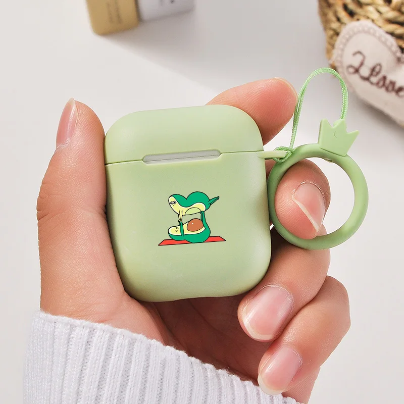 Милый чехол для Apple airpods, чехол с мультяшным забавным авокадо, Bluetooth, чехол для наушников Airpods 1, 2, сумки для зарядки, Жесткий Чехол для наушников