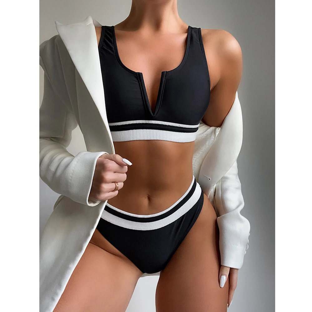 

High Waist Bikini 2021 New Sexy Swimwear Women Bandeau Swimsuit Push Up Bathing Suits Summer Beach Wear Swimming Suit Set