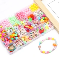 mixed 24 grid boxed acrylic beads set loose beads for jewelry making children sweater necklaces bracelet earrings birthday gifts