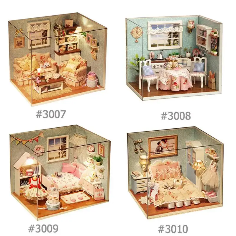 

3D DIY Doll House Wooden Baby Doll Houses Miniature Dollhouse Furniture Kit Dollhouse Miniatures Accessories Baby Birthday Gift