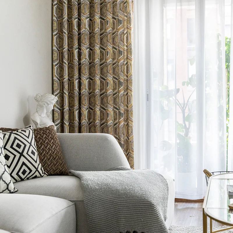 

2021 New Modern Minimalist New Polyester-cotton Printed Cloth Blackout Curtain Fabric Curtains for Living Dining Room Bedroom