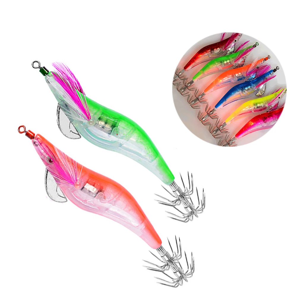 6 шт 10 см светодиодный электронный световой креветка-кальмар Ночная рыбалка на