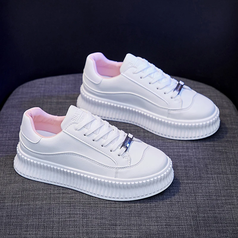 

2021 New Designed Women Sneakers Platform Comfortable PU Leather Lovely Casual Shoes Running Tennis Shoes Sport Vulcanized Shoes