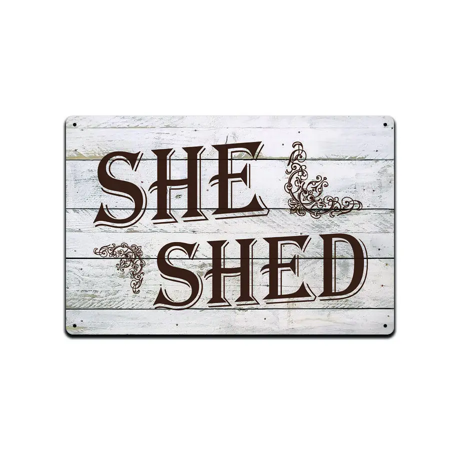

Оловянная вывеска She Shed, Декор для дома в деревенском стиле, Настенный декор, потертый шик, настенный плакат, винтажный Декор