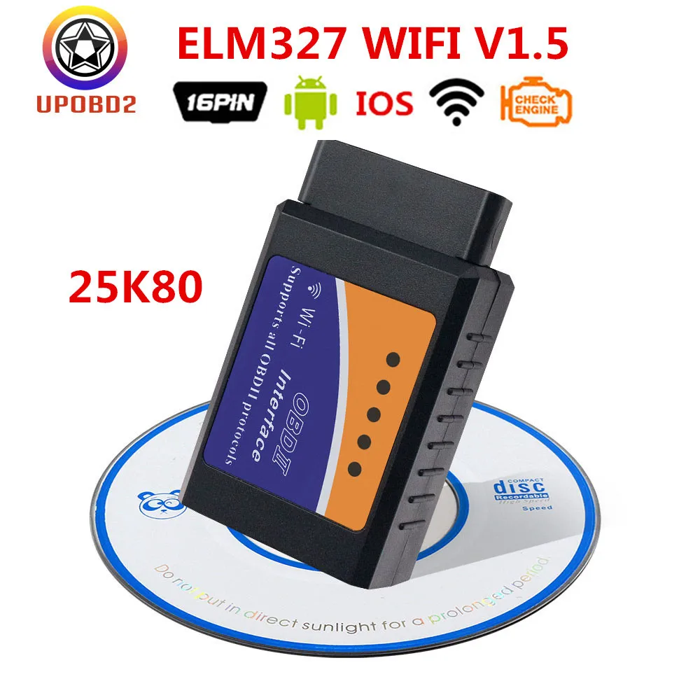 OBDII ELM327 1,5 ELM 327 V1.5 25K80 OBD 2 диагностический сканер Wi-Fi ELM327 wifi адаптер IOS сканер ELM327 OBD II считыватель кодов