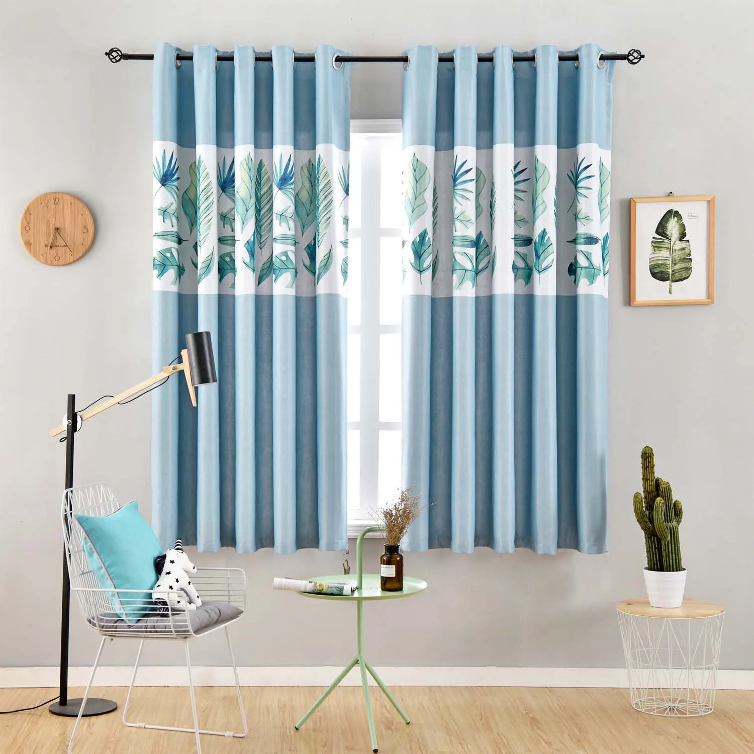 Короткие шторы GY2803 с принтом банановых листьев оконные двери для гостиной кухни