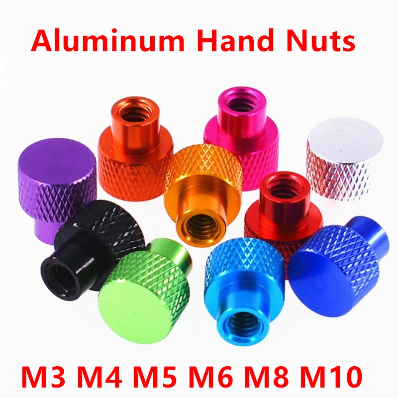 

5pcs M3 M4 M5 M6 M8 Blind Frame Hand tighten Flange nut aluminum alloy Knurled Thumb nut for FPV RC Models Multicolors