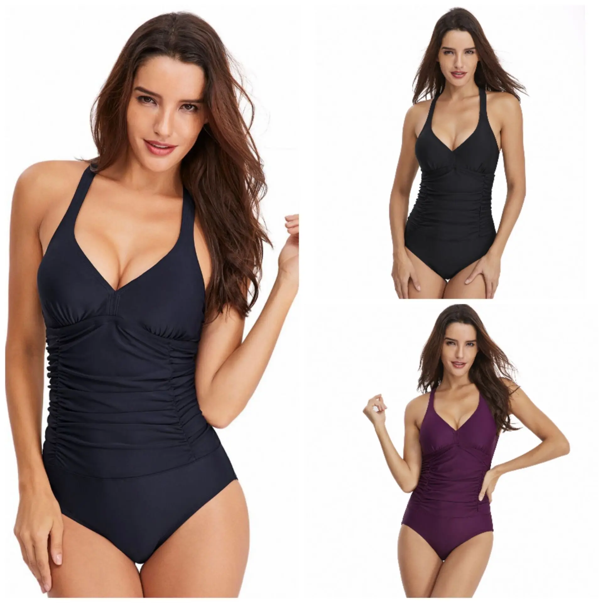 

2022 new sexy bikini suit solid color swimsuit women's silk swimsuit