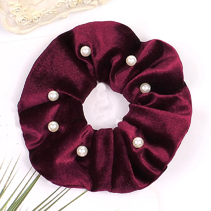 Мягкие фланелевые резинки для волос с жемчугом эластичные женщин милые