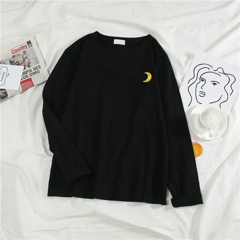 Full Sleeve Black GCAROL летний Harajuku Конфеты Футболка Drop Shoulder Appliques над размеры Kawaii футболки для девочек конфеты плюс M-2XL Топы корректирующие - Цвет: Full Sleeve Black