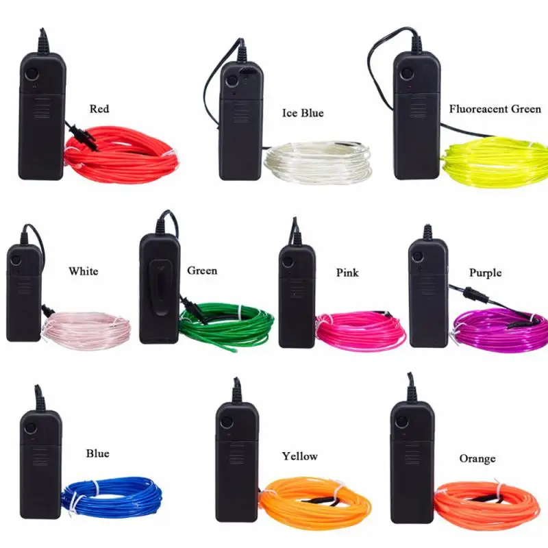

5M/10M Neon Light Dance Party Decor Light Neon LED Lamp Flexible EL Wire Rope Tube Waterproof LED Strip Battery Box Set