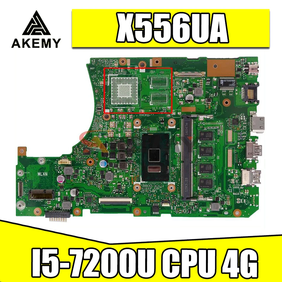 

Материнская плата для ноутбука Asus VivoBook X556UA X556UAM X556UAK X556UV X556U, материнская плата с процессором I5-7200U, 4 Гб ОЗУ, DDR4, тест на 100%