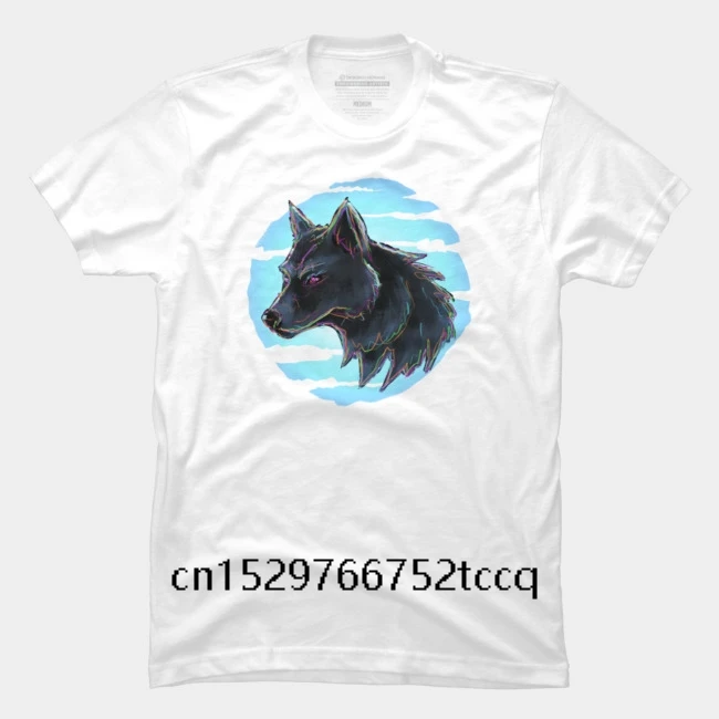 

Крутая Мужская модная летняя футболка из 100% хлопка с круглым вырезом, футболка с коротким рукавом с волком и Луной