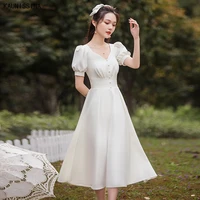 kaunissina white cocktail dresses women elegant v neck short sleeve formal party gowns female homecoming vestidos