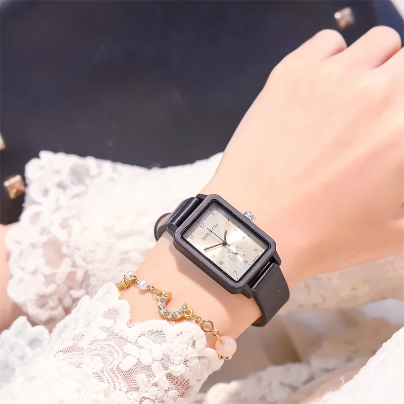 Часы наручные женские кварцевые Простые Модные Винтажные прямоугольные с