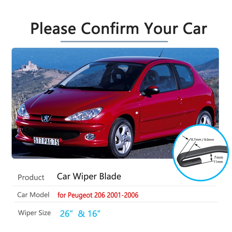 Для Peugeot 206 + 206sw 206cc 2001 ~ 2006 2002 2003 2004 2005 ветрового стекла стеклоочистители
