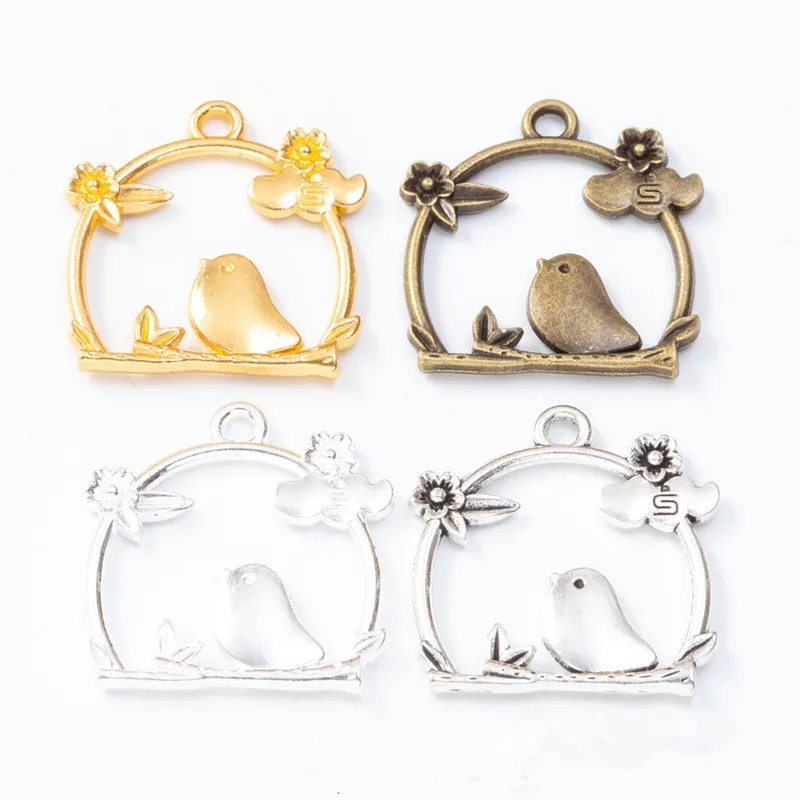 

50Pcs/lot Cute Bird Nest Charms for Jewelry Making 26*25MM Pendant Creative DIY