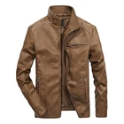 Мужские кожаные куртки, пальто из искусственной кожи с воротником-стойкой, модная мужская мотоциклетная кожаная куртка, Повседневная приталенная Мужская брендовая одежда 5XL