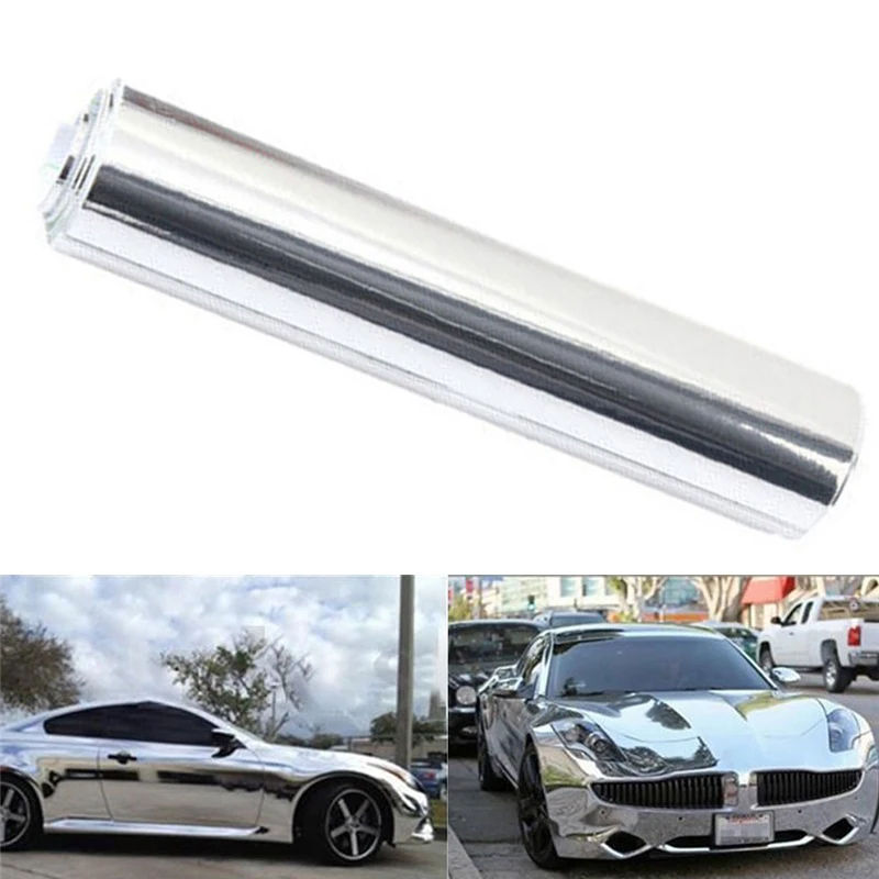 

Car Universal 20*152cm Chrome Mirror Vinyl Wrap Car Sticker Decal UV Protected Self-Stick Accessories New