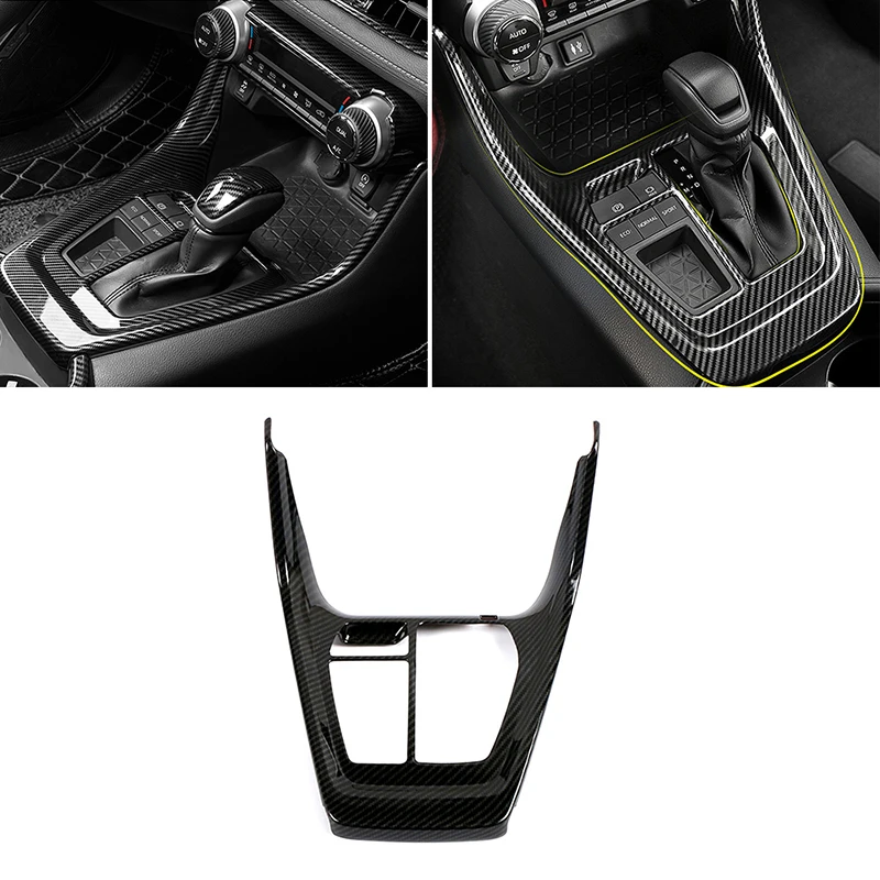 

carbon fiber Car Center Control Gear Shift Panel Cover Frame Decoration for Toyota Rav4 2020 2021 2022 Xa50 Interior Accessories