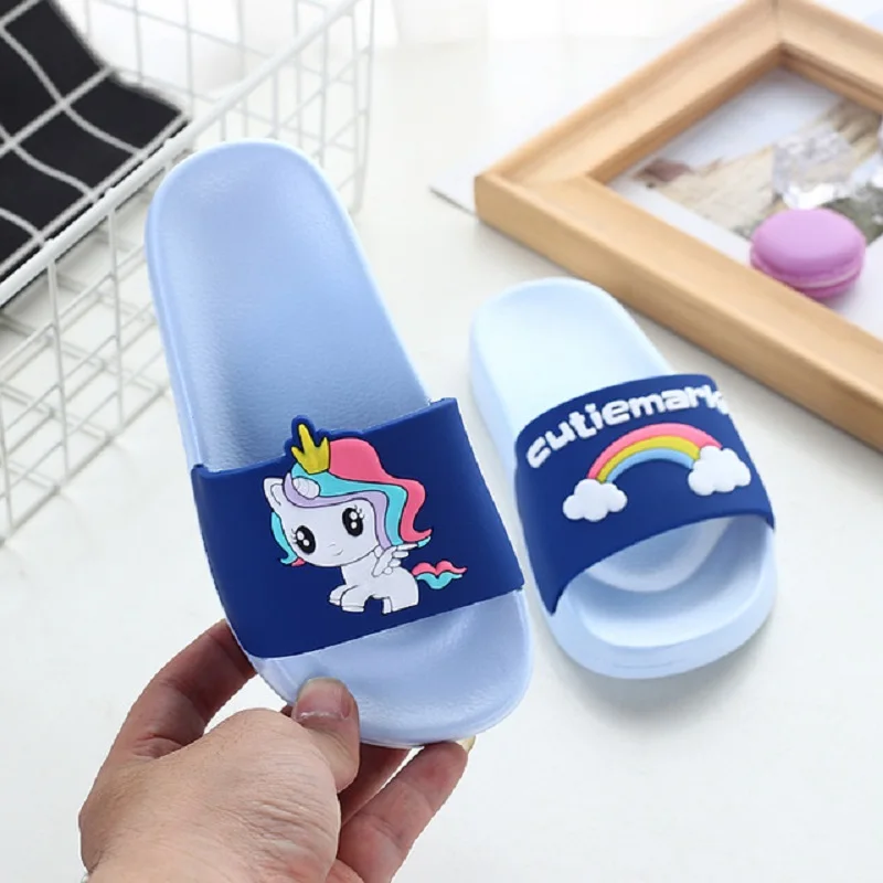 Boys Girls Slippers Summer Flip Flop Children's Sandals 3D Cartoon Slipper School Beach Kids Shoes Rainbow Sandal | Детская одежда