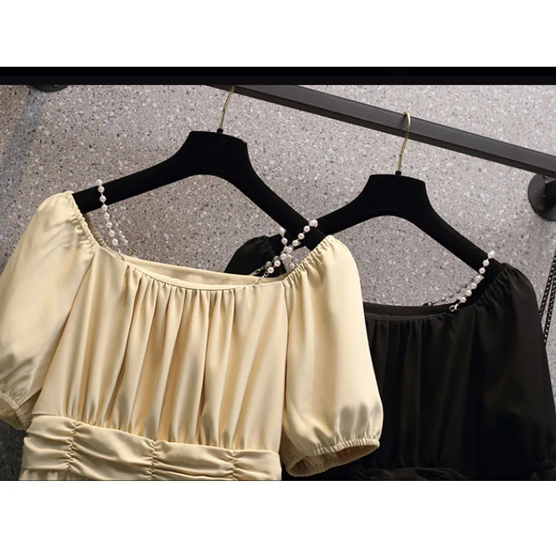 

Summer Dress Women Plus Size 4XL Lady Dress Sexy Slash Neck Soild Color Vestidos Dress Stain Cotton Female Robe Dresses KE1356