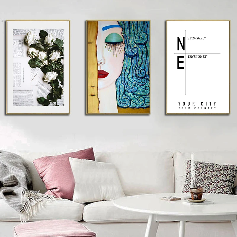Скандинавские цветы длинные ресницы загадочная женщина Абстрактная Картина на