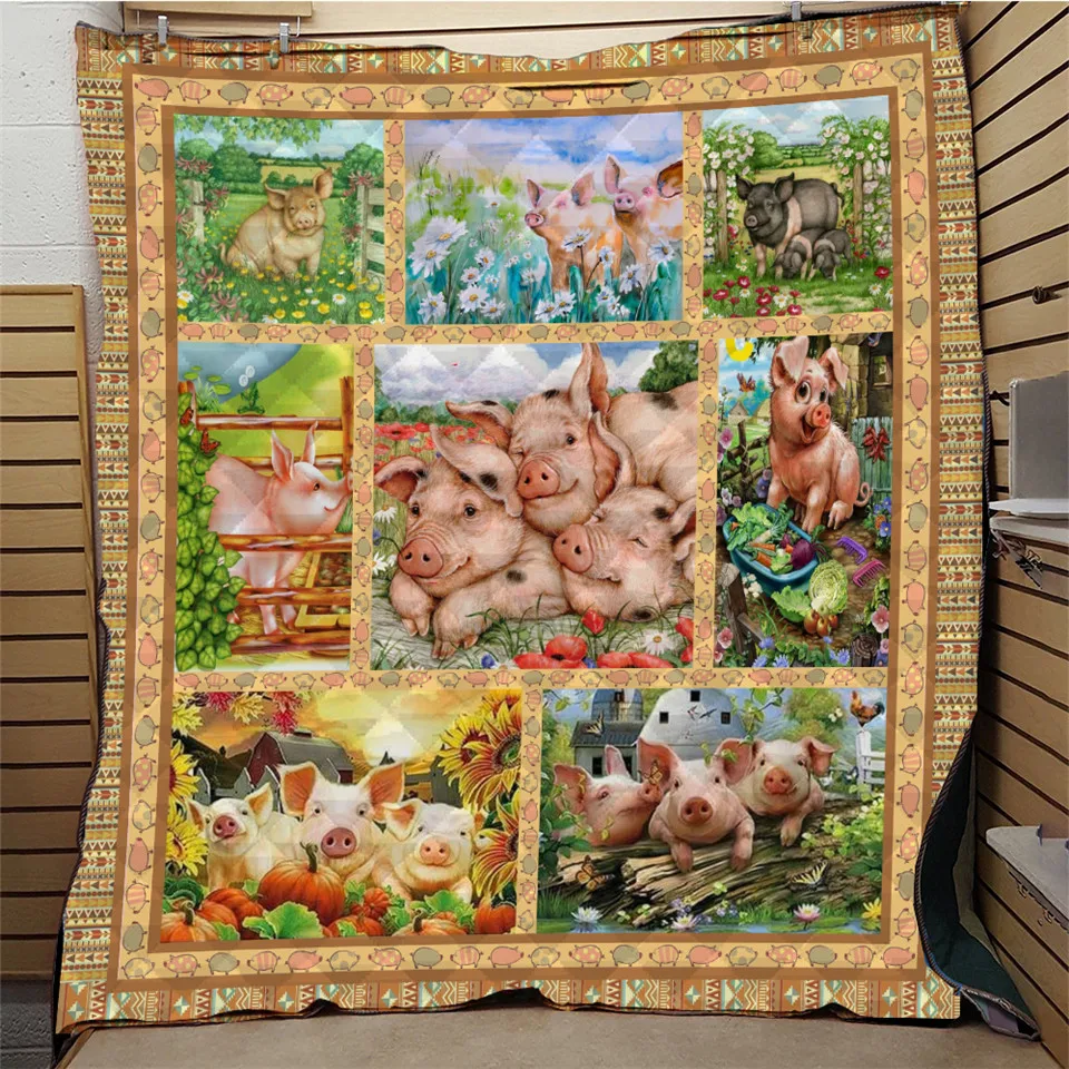 Мягкое одеяло в виде свиньи для кровати мягкое теплое Хлопковое Прямая