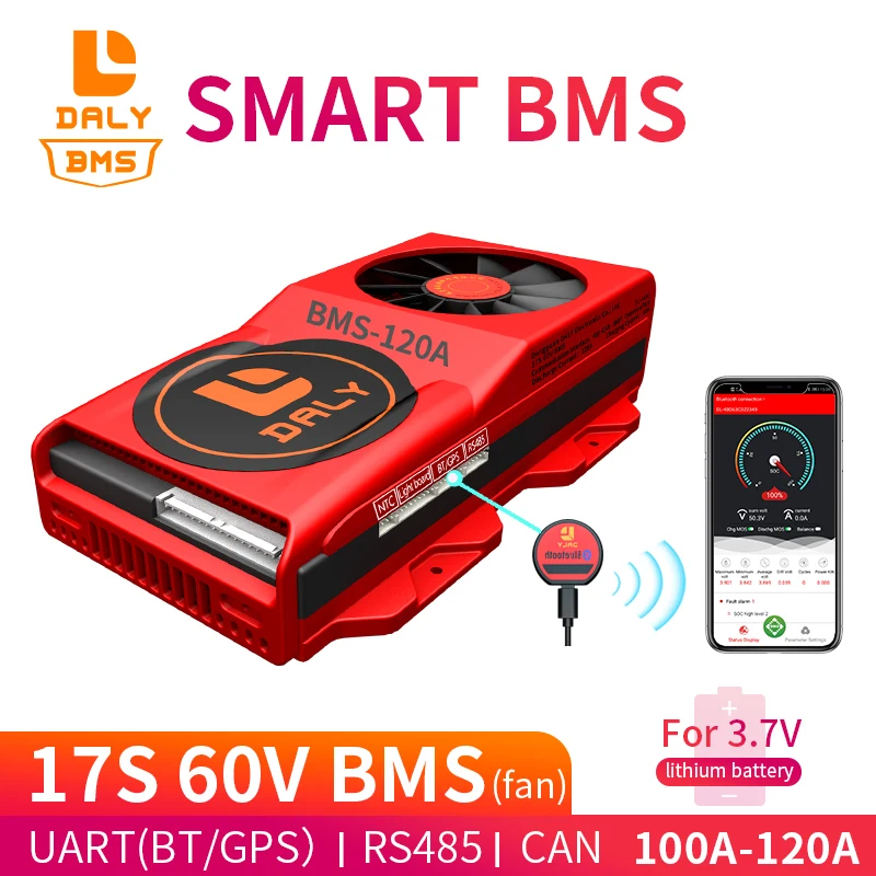 Daly 18650 Смарт BMS 17S 60V 100A 120A Bluetooth 485 для USB устройства NTC UART программное обеспечение