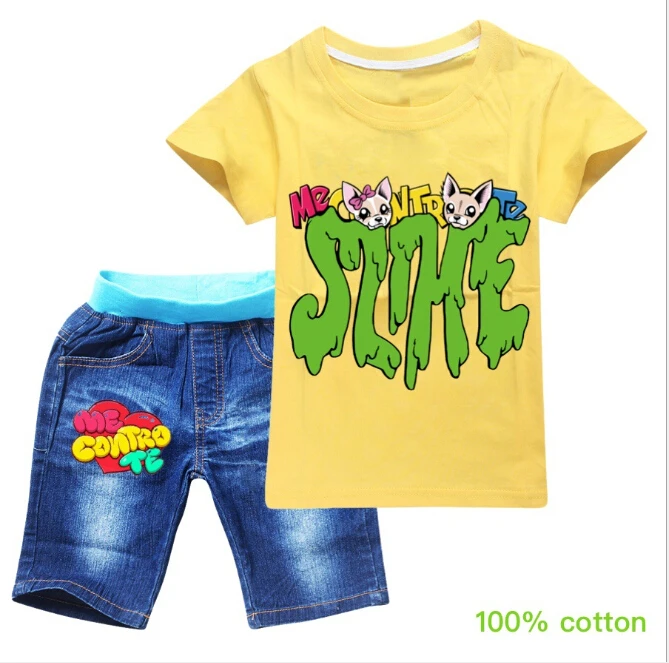 От 2 до 16 лет забавные мне Contro Te футболка детские топы джинсовые шорты деним штаны