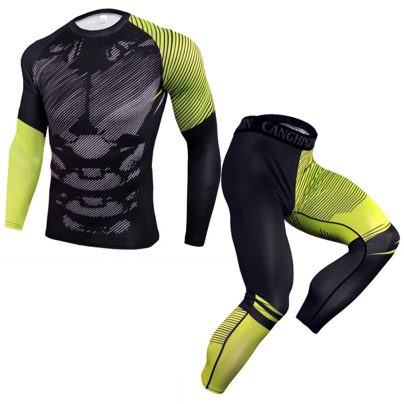 

Running Clothes TracksuitMen's Compression Sportswear Sets Quick drying Tights jacket Shirts Pants Male Sportswear Jogging
