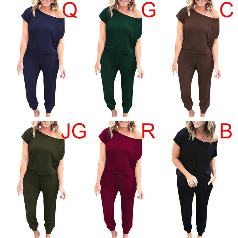 

Women's Overalls Summer Casual Female Bare Shoulder Short Sleeves And Wide Legs Overalls new