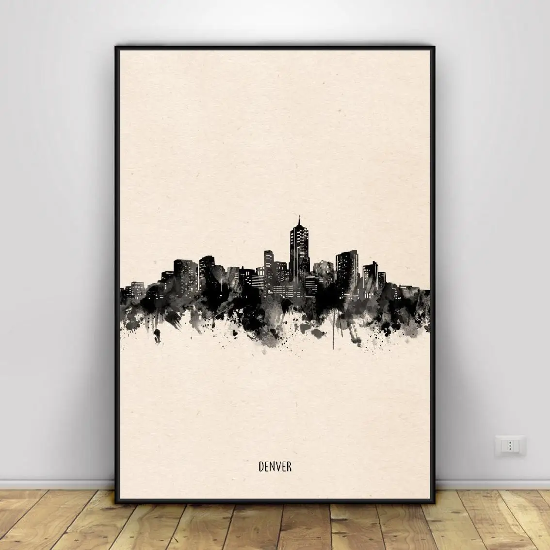 

Denver City Black ink Abstract Canvas Painting Wall Art Pictures Prints Home Decor Wall Poster Decoration For Living Room