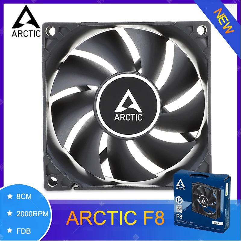 

ARCTIC F8 Black 8cm PC Case Fan 80mm CPU Cooler Cooling Fan 3pin FDB Bearing Mute 2000 RPM