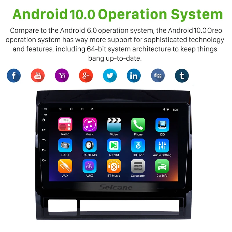 Seicane Android 10 0 GPS навигация 9-дюймовый автомобильный стерео радио для 2005-2013 TOYOTA